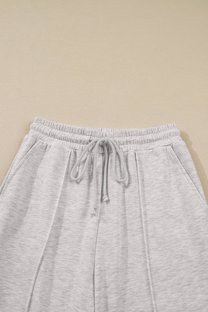 Polo Collar V Neck Pullover and Drawstring Sweatpants Set