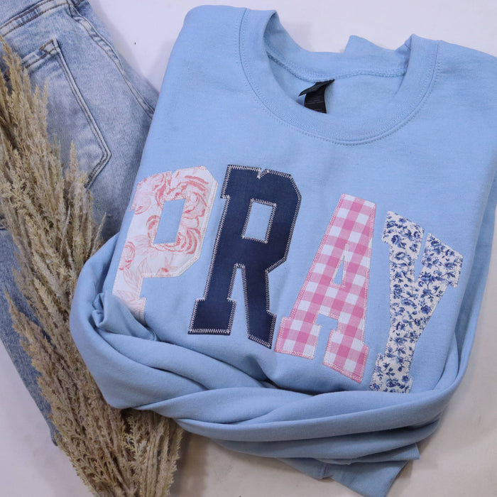 Light Blue Pray Christian Faith Sweatshirt